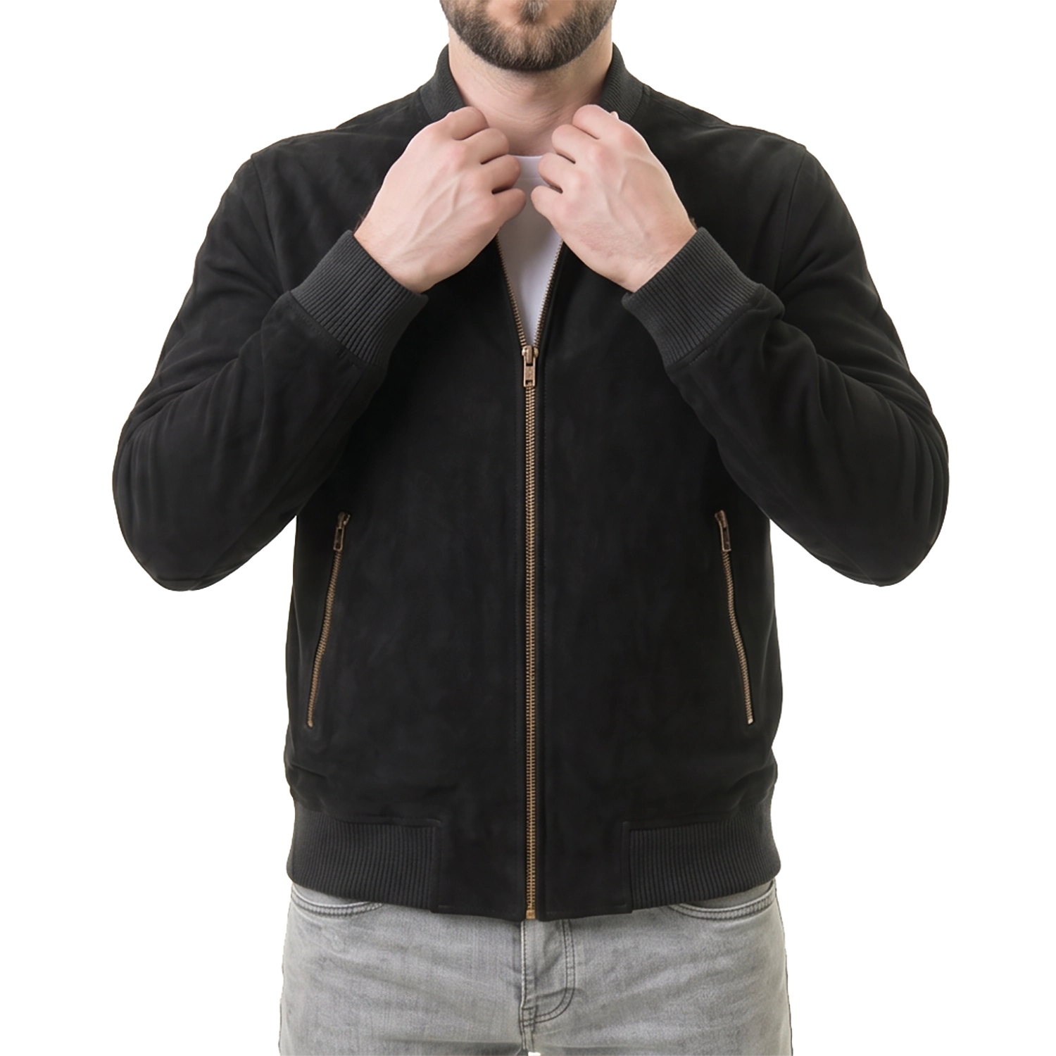 Black Suede Bomber Jacket