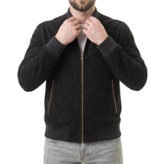 Black Suede Bomber Jacket
