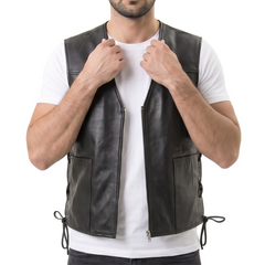 Brandon Black Leather Vest