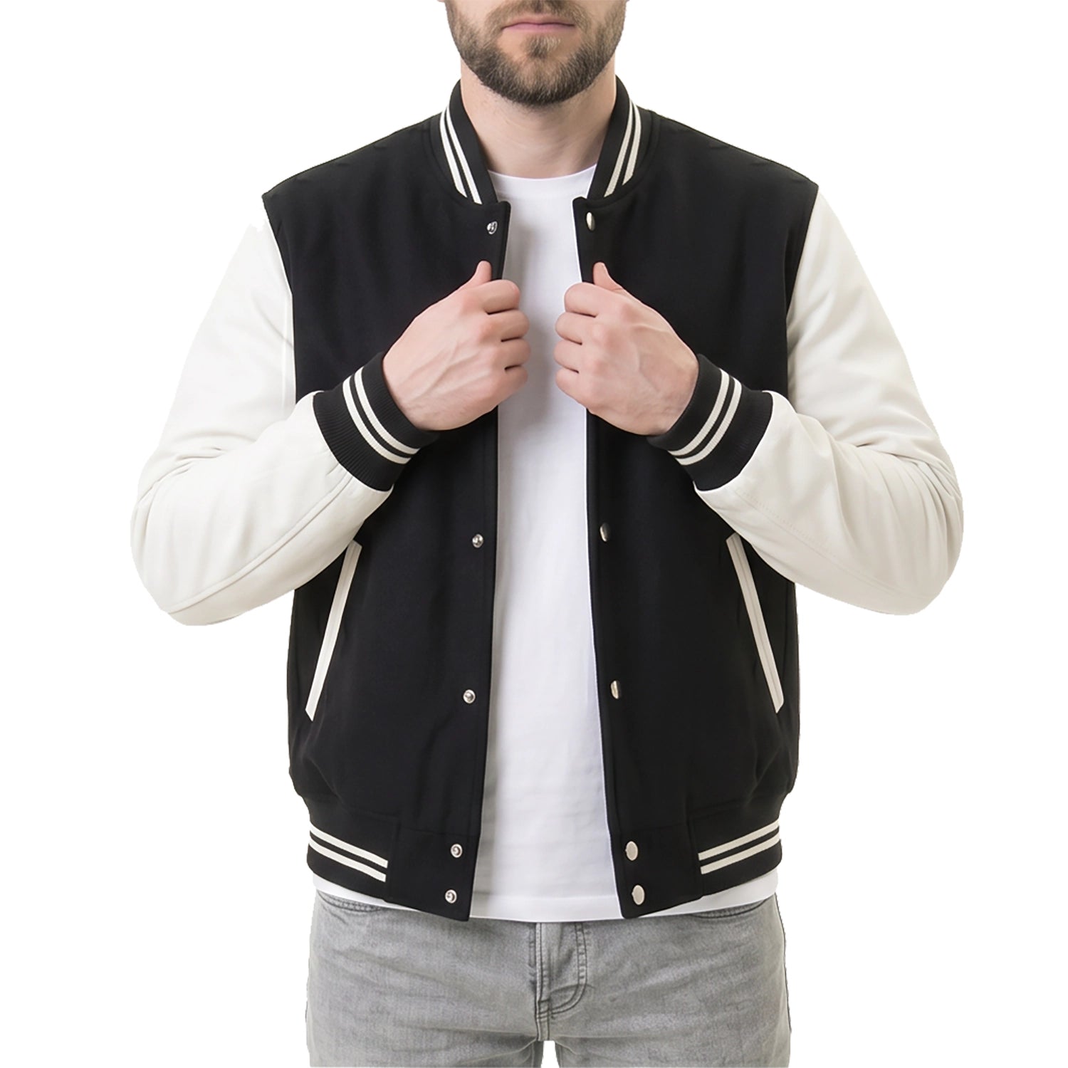 Black & White Hybrid Varsity Jacket