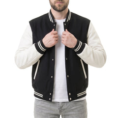Black & White Hybrid Varsity Jacket