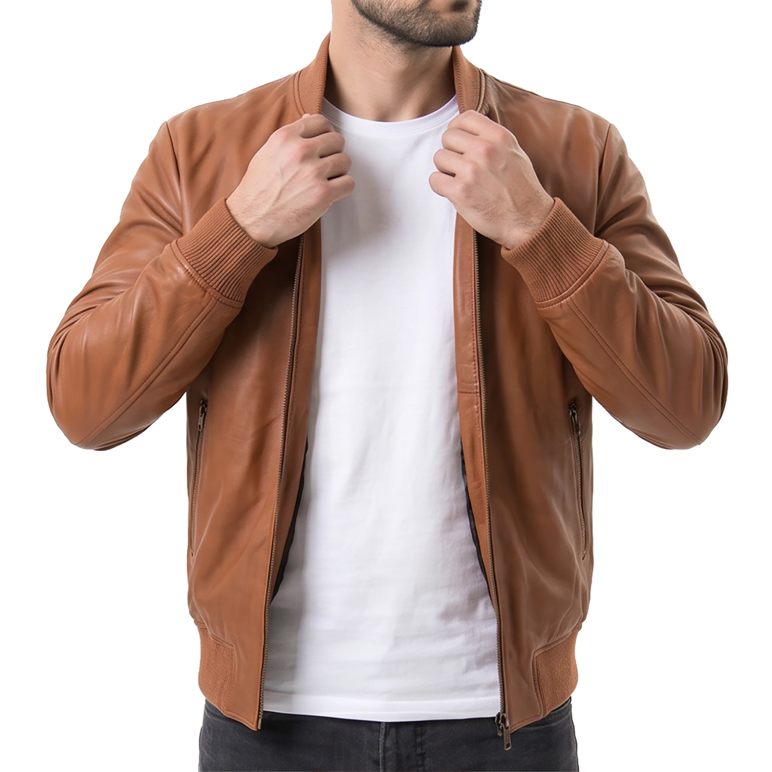 Men's brown Suede Bomber Jacket