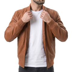 Men's brown Suede Bomber Jacket