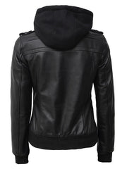 Edinburgh Women Black Bomber Leather Jacket