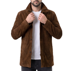 Suede Brown Long Leather Jacket