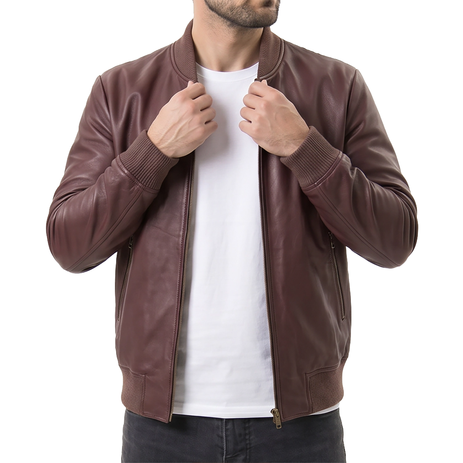 Maroon Suede Bomber Jacket
