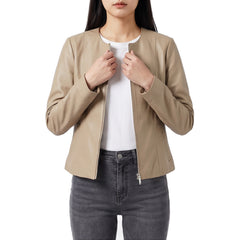 Women's Beige Leather Jacket