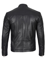 Men's Black Cafe Racer Real Leather Jacket