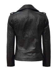 Kirsten Women Black Asymmetrical Leather Motorcycle Jacket