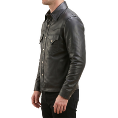 Trucker Black Leather Jacket