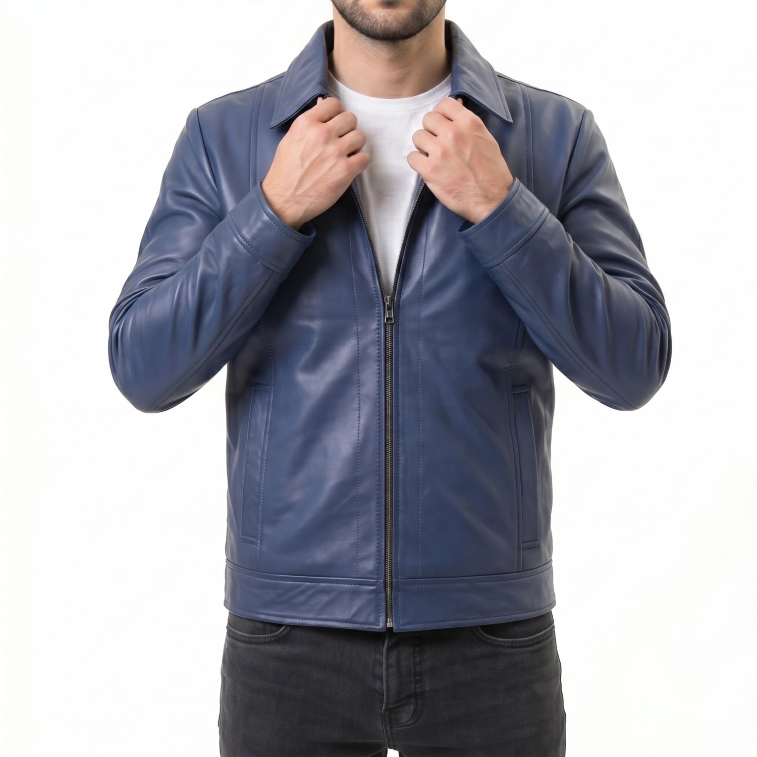 Blue Leather Jacket
