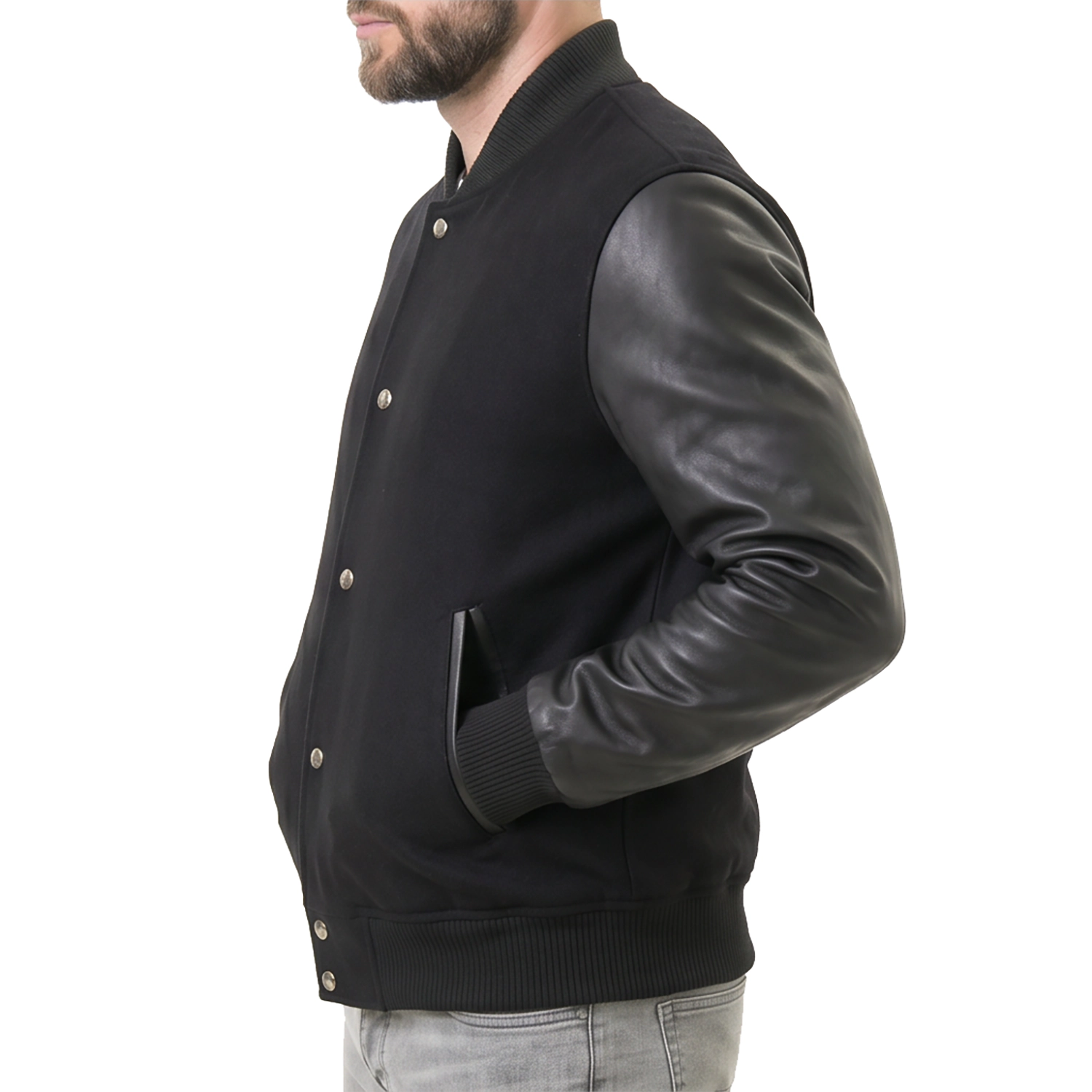 Black Hybrid Varsity Jacket