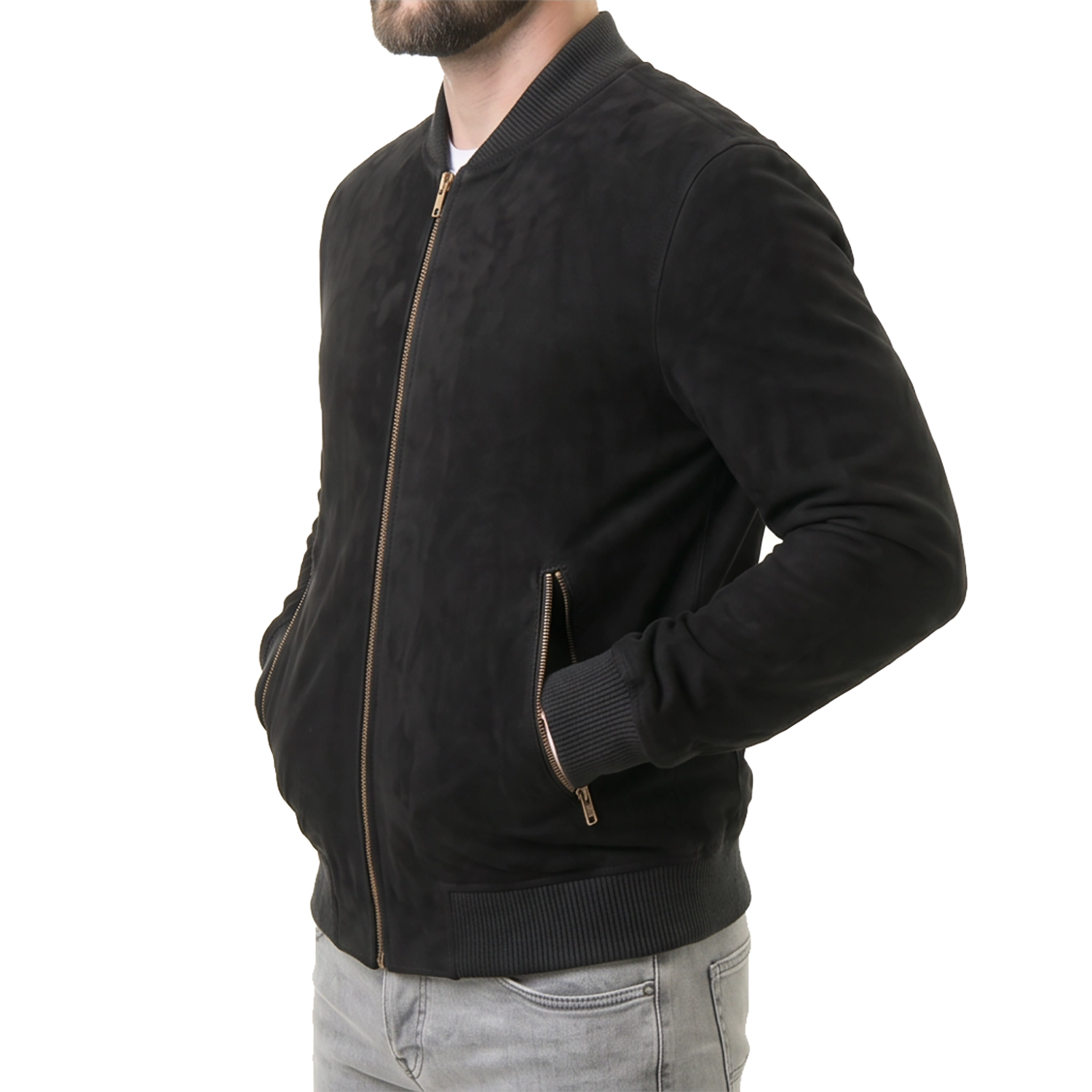 Black Suede Bomber Jacket