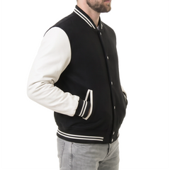 Black & White Hybrid Varsity Jacket