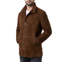 Suede Brown Long Leather Jacket