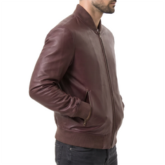 Maroon Suede Bomber Jacket