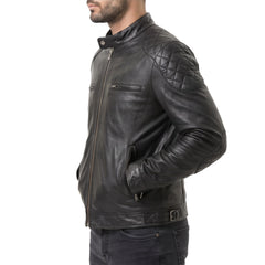 Men's Black Leather Biker Jacket