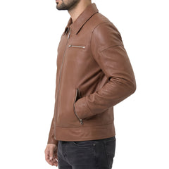 Lavendard Brown Biker Leather Jacket