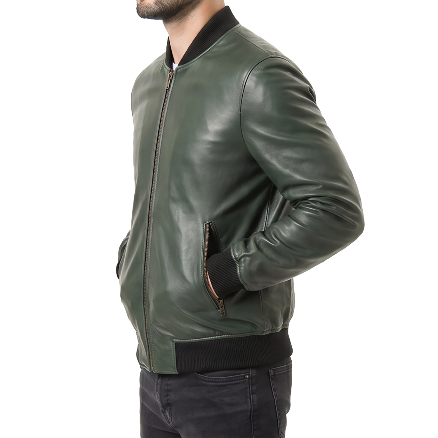 Green Suede Bomber Jacket