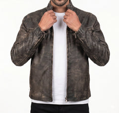 Distressed Brown Leather Jacket