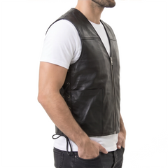 Brandon Black Leather Vest