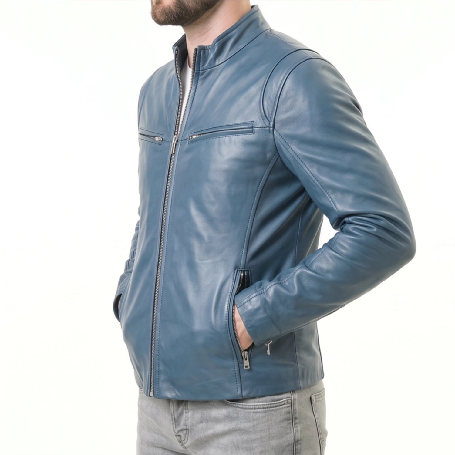 Blue Leather Jacket