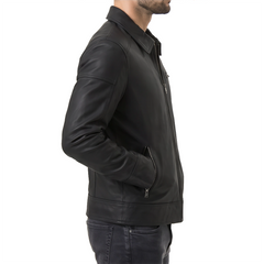Lavendard Black Biker Leather Jacket