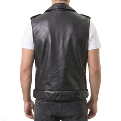 Sullivan Black Biker Leather Vest