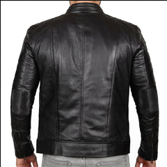 Black Cafe Racer Leather Jacket