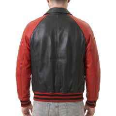 Men's Black & Red Leather Varsity Jacket