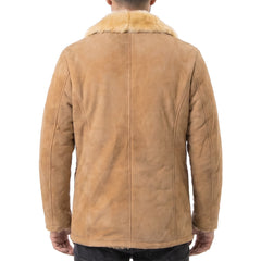 Men's Beige Leather Coat with Fur