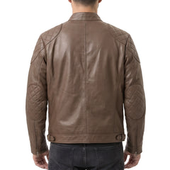 Men's Mocha Leather Biker Jacket