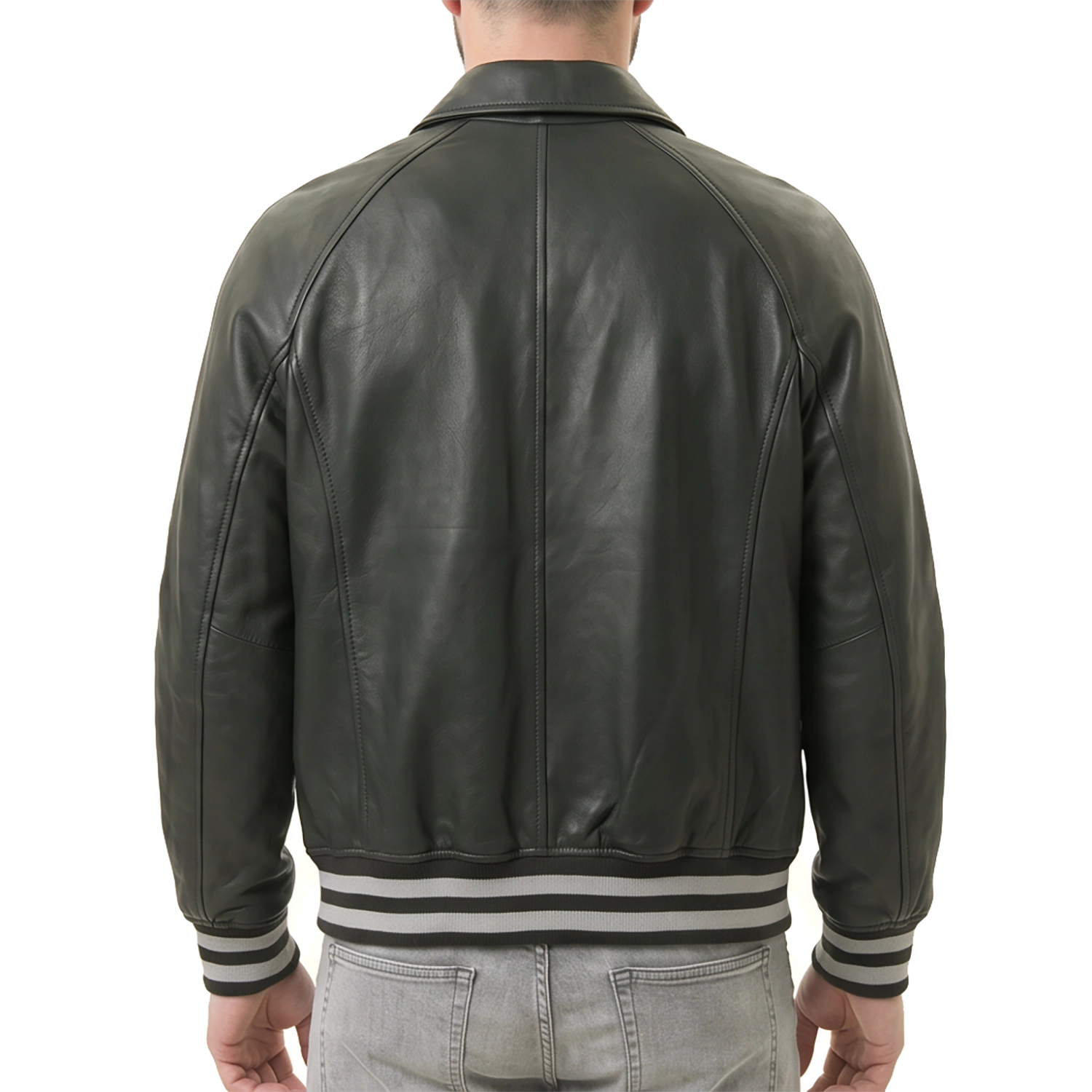 Men's Green Leather Varsity Jacket