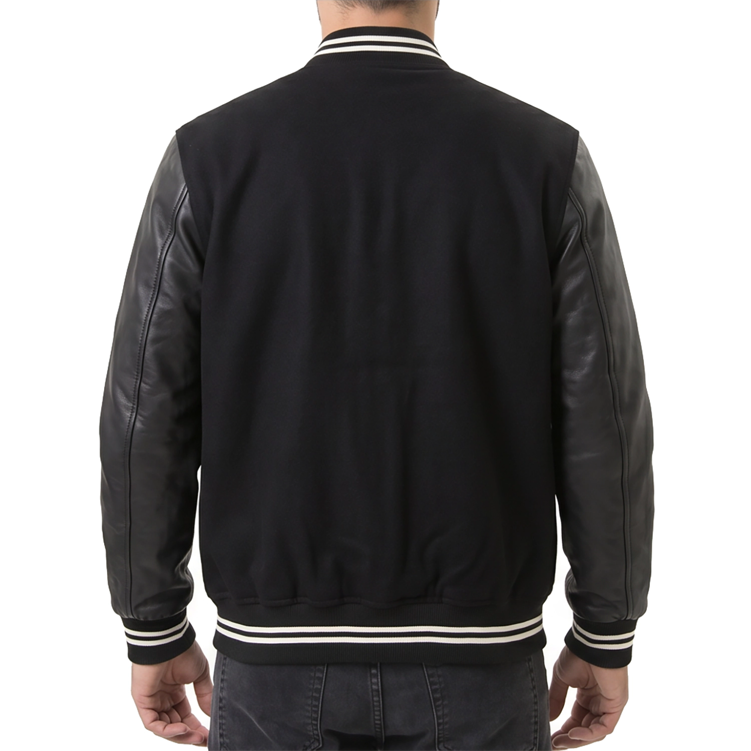 Black - white stripped Hybrid Varsity Jacket