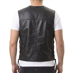 Brandon Black Leather Vest