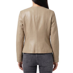 Women's Beige Leather Jacket