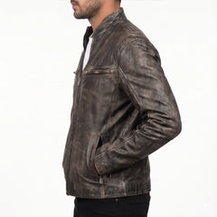 Distressed Brown Leather Jacket