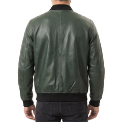 Green Suede Bomber Jacket