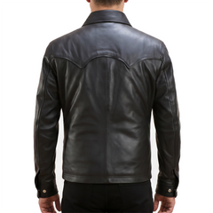 Trucker Black Leather Jacket