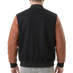 Black & Brown Hybrid Varsity Jacket