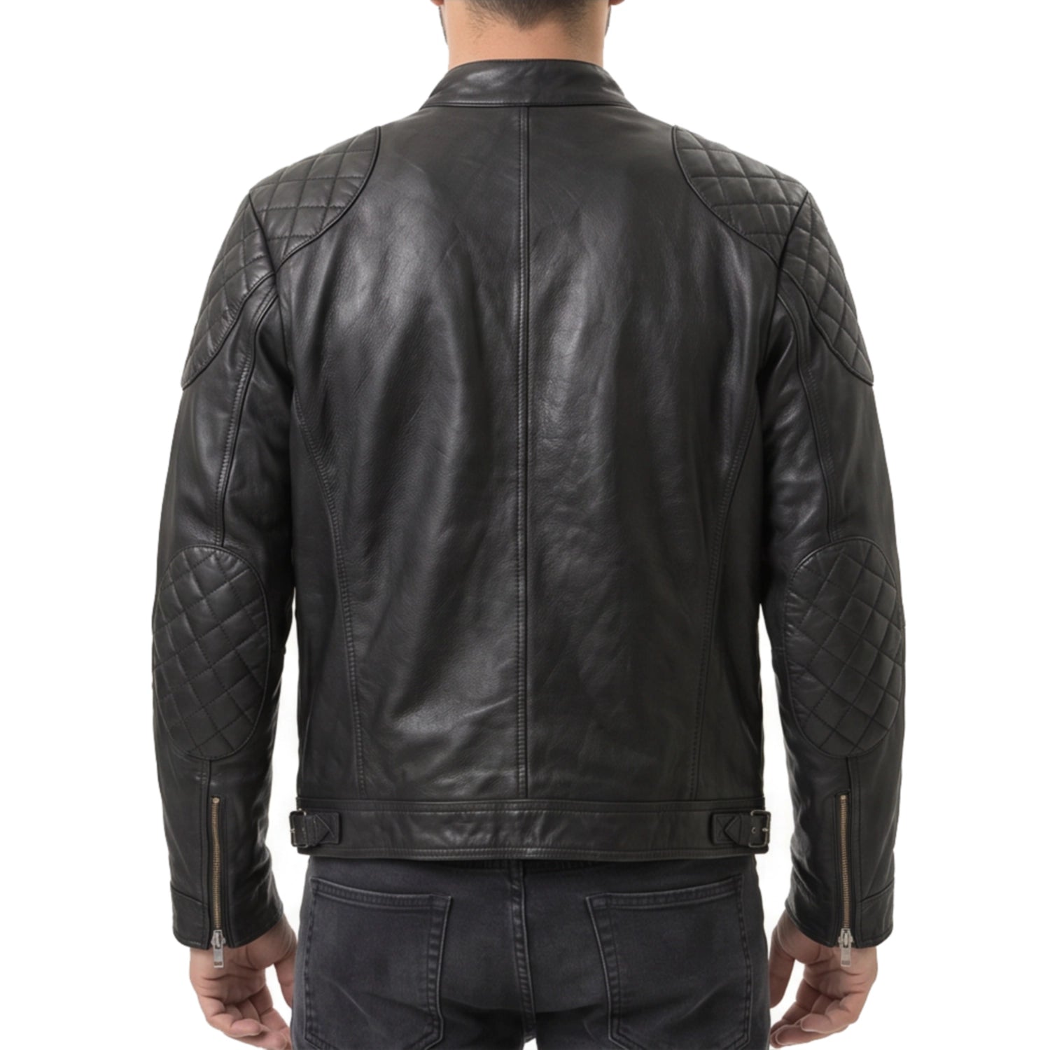 Men's Black Leather Biker Jacket