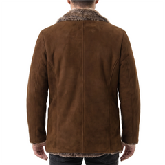 Brown Leather Coat with Fur