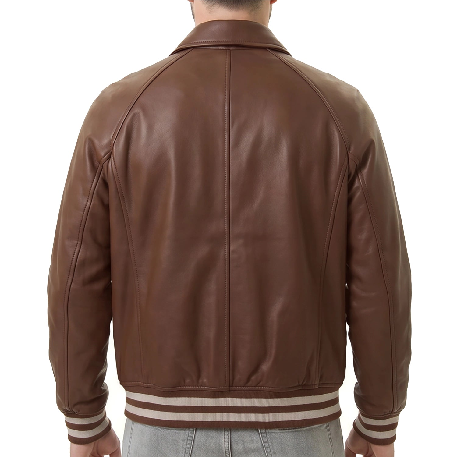 Men's Brown Leather Varsity Jacket