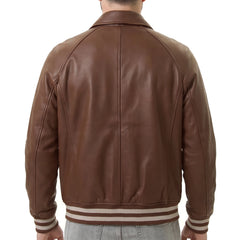 Men's Brown Leather Varsity Jacket