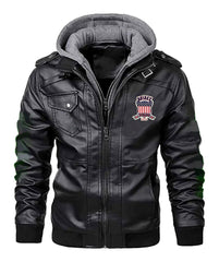 Avirex Shadowrider Hooded Leather Moto Bomber Jacket, Zip-Up Streetwear Legend