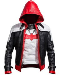 Batman Arkham Red Black and White Hood Knight Jason Todd Leather Jacket and Vest