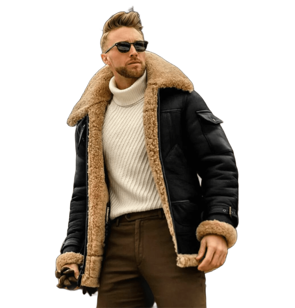 Black Ops Aviator Bomber, Shearling-Lined Heavyweight B3 Flight Jacket