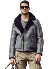 Ace Pilot B3 Shearling-Lined Leather Bomber Jacket, Cold War Classic