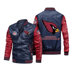 Arizona Cardinals NFL Leather Bomber Jacket, Mens Fan Style w/ Patches