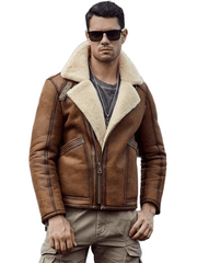 Ace Pilot B3 Shearling-Lined Leather Bomber Jacket, Cold War Classic